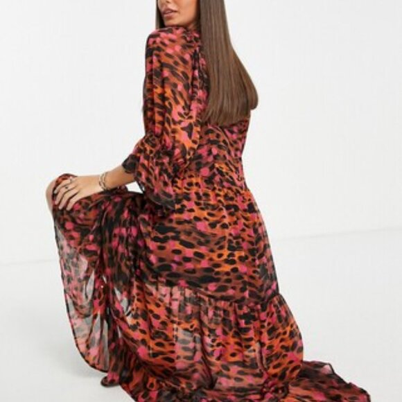 Topshop Animal print chuck on smock dress in Multi - Picture 3 of 4